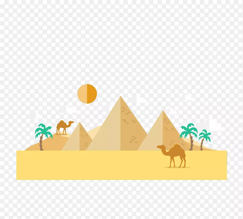 古埃及金字塔-沙漠骆驼