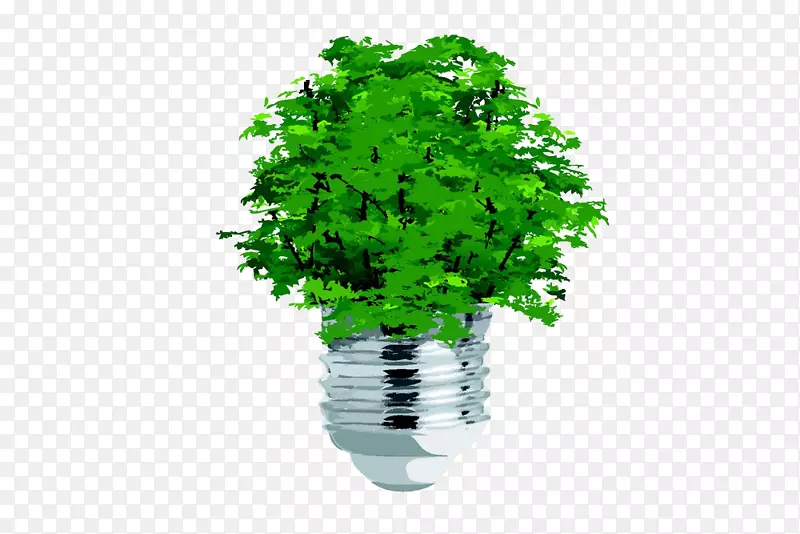 树木生态概念剪辑艺术创意灯泡植物