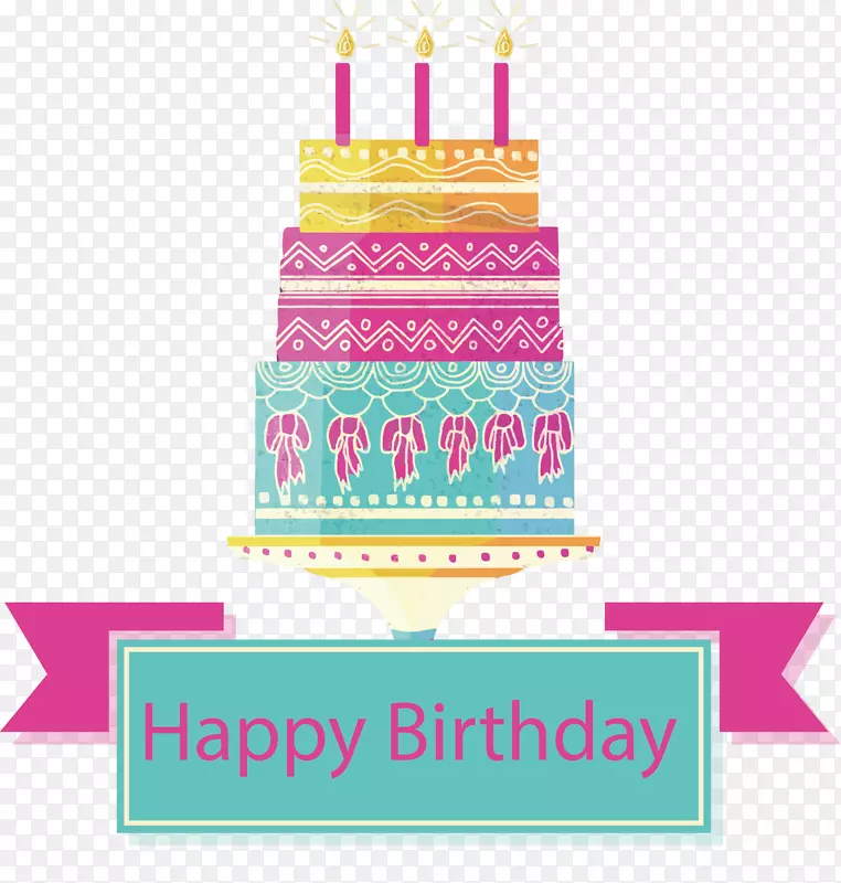 生日蛋糕托粉-复古图案粉红蛋糕