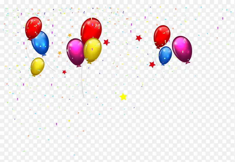 生日蛋糕祝你生日快乐剪贴画卡通手彩色气球五彩缤纷的纸屑