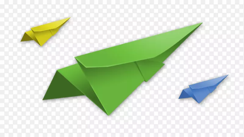 纸绿色折纸机蓝色-黄色-蓝色纸飞机