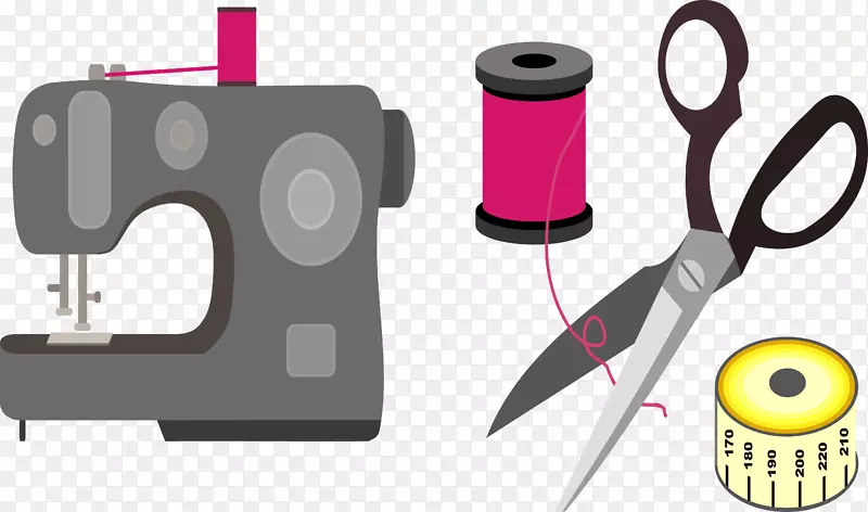 缝纫机概念.缝纫机和剪刀
