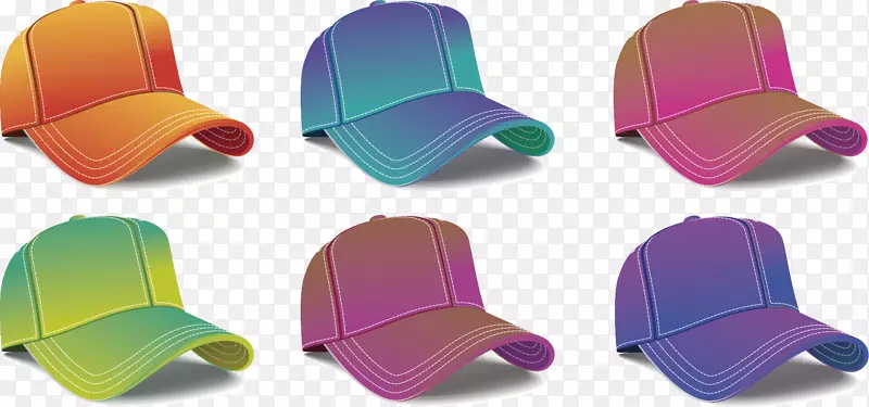 T恤棒球帽夹艺术彩色帽模板，