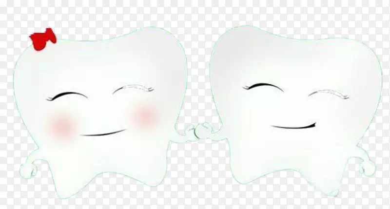 牙齿卡通颌骨插图-一对牙齿
