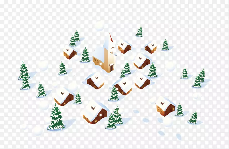 雪冬画-雪村圣诞村