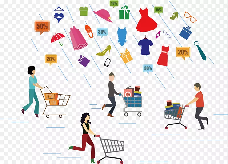 购物可伸缩图形图标-疯狂购物节