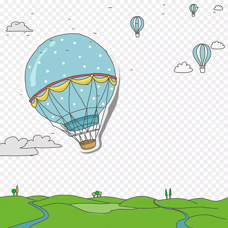 热气球图.手绘卡通热气球