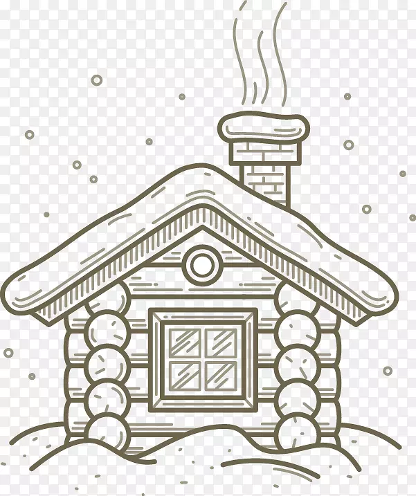绘画房屋线艺术手绘素描房屋烟囱图案