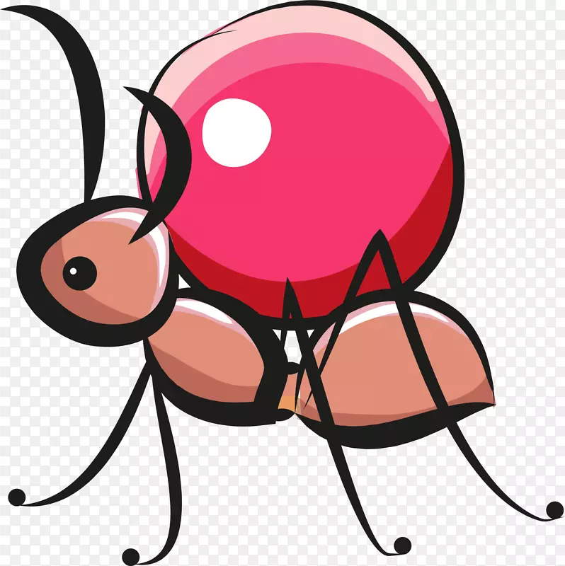 蚂蚁动画剪贴画-粉红卡通蚂蚁