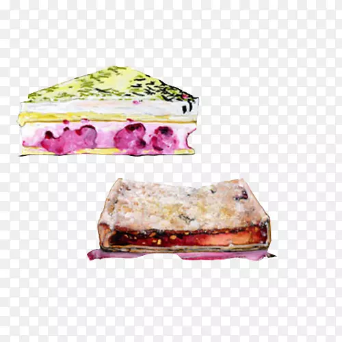 奶酪蛋糕黄油三明治插图三明治面包和黄油手绘