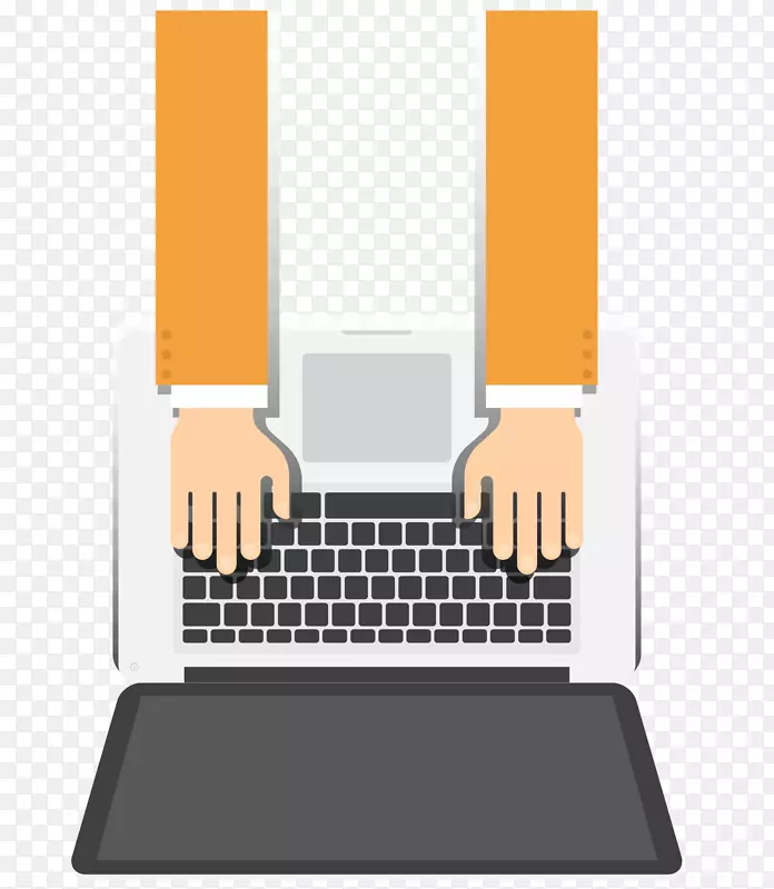 笔记本电脑键盘电脑鼠标摄影台式电脑橙色手臂操作膝上型电脑