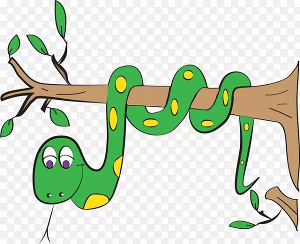 棕色树蛇剪贴画-卡通树上的蛇