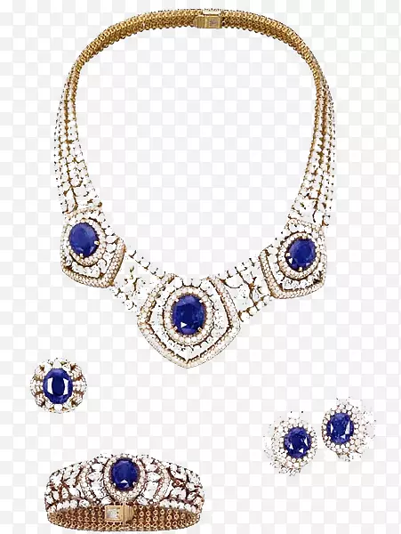 蓝宝石耳环珠宝项链卡地亚-古董珠宝套装