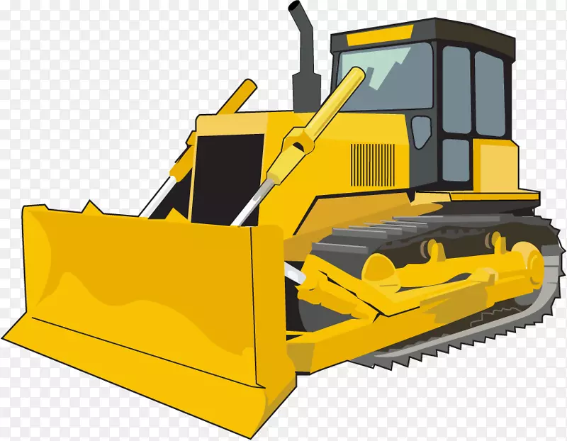 卡特彼勒公司推土机建筑工程剪贴画卡通挖掘机
