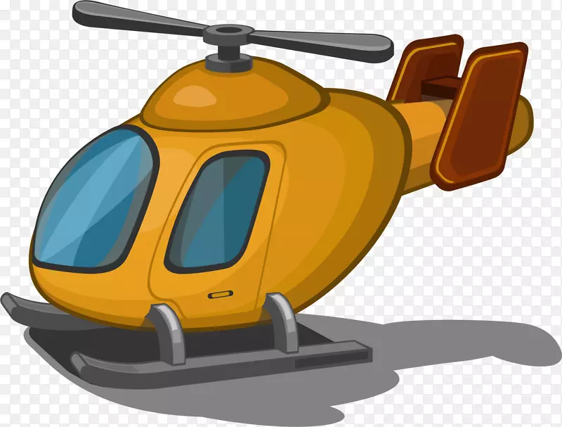 直升机旋翼飞机卡通.卡通黄色直升机