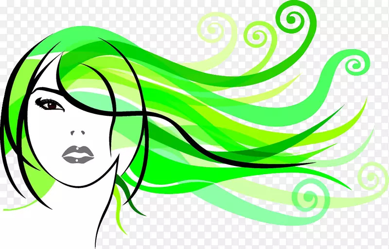 绿色藤蔓流动的头发