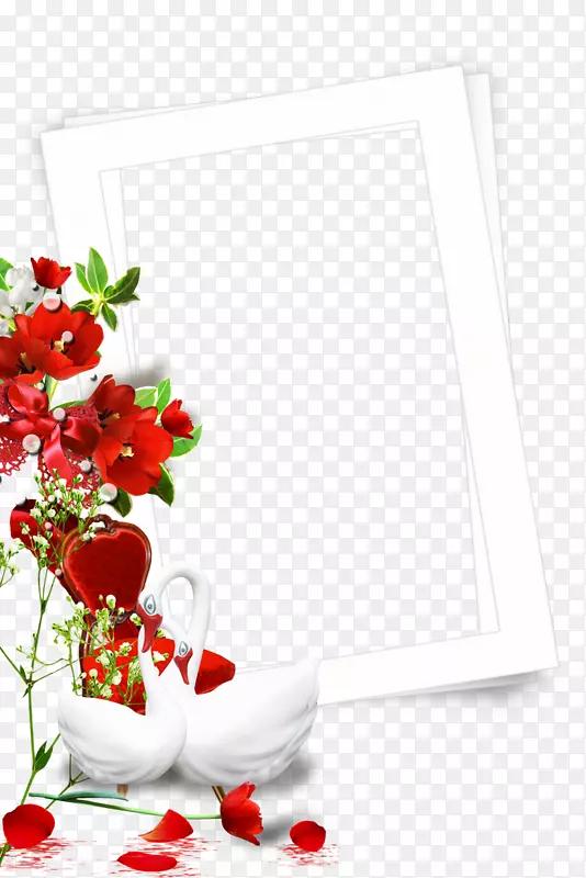 雪尼尼红花设计-天鹅相框