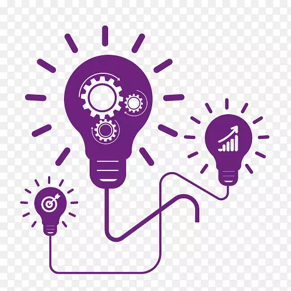 信息营销组织客户业务-紫色简单灯泡装饰图案