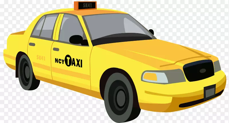 自由女神像帝国大厦克莱斯勒大厦出租车剪贴画-黄色出租车图案