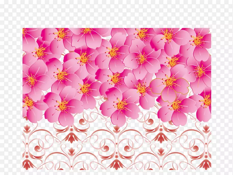 樱花粉红色-樱花边缘图案