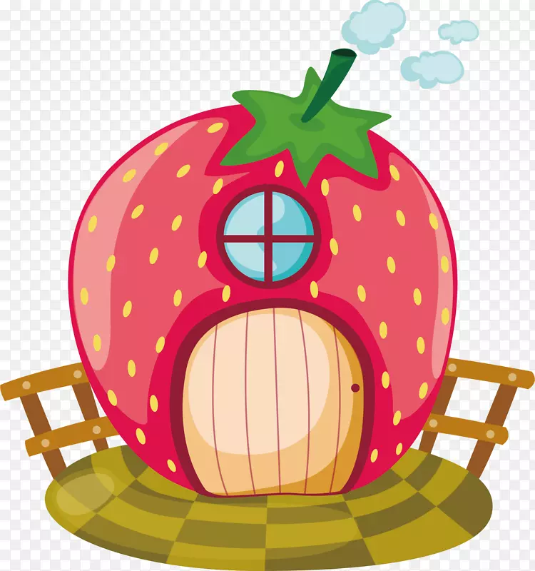 屋草莓卡通插图-草莓城堡
