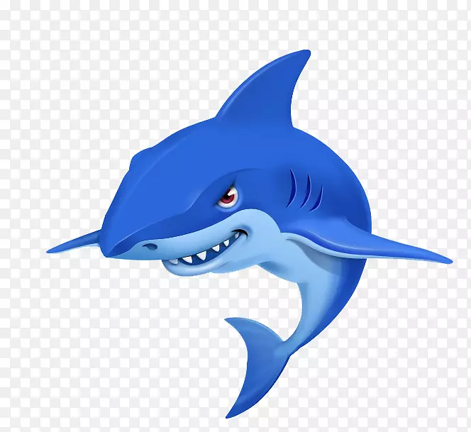 鲨鱼卡通画插图-鲸鱼