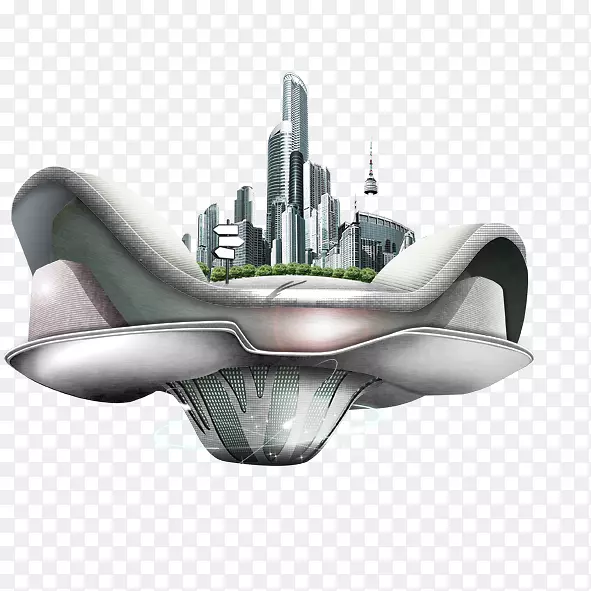 下载宇宙飞船图片-创意UFO城市