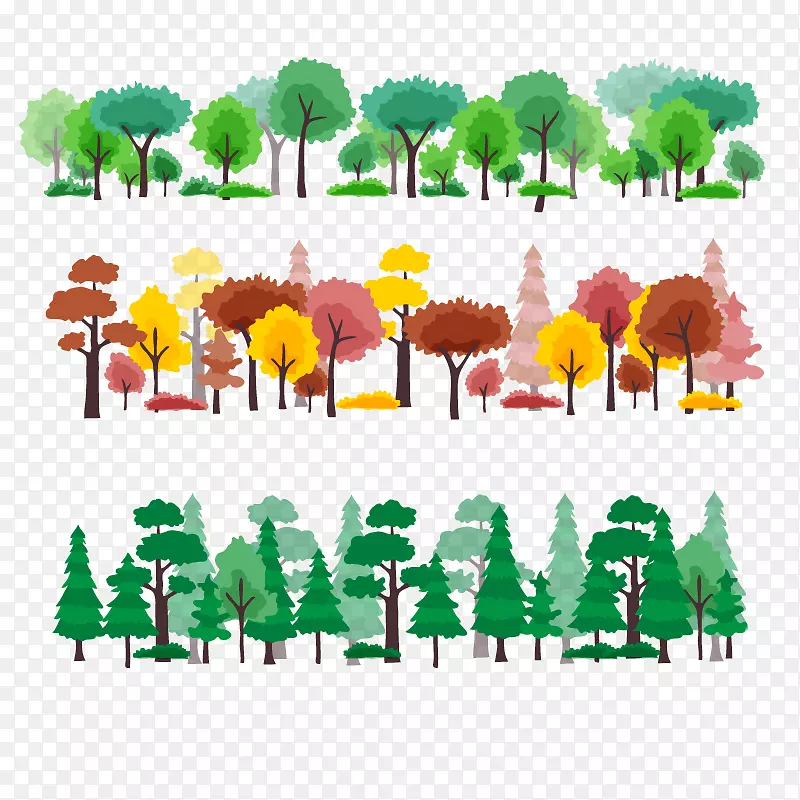 树木森林卡通-四季森林