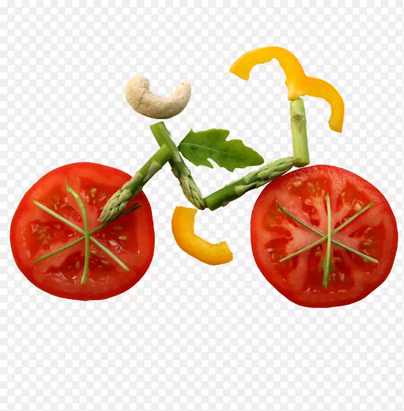 生食有机食品吃蔬菜水果自行车