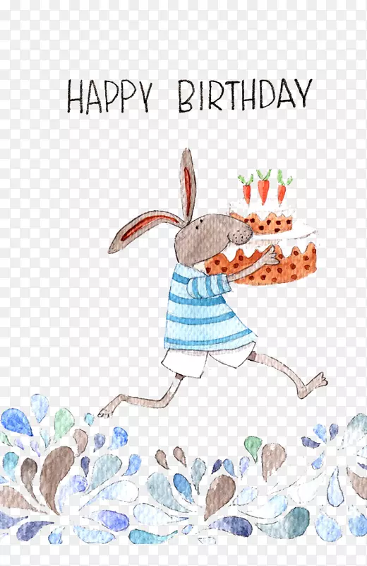 生日蛋糕祝你生日快乐插画-兔子生日