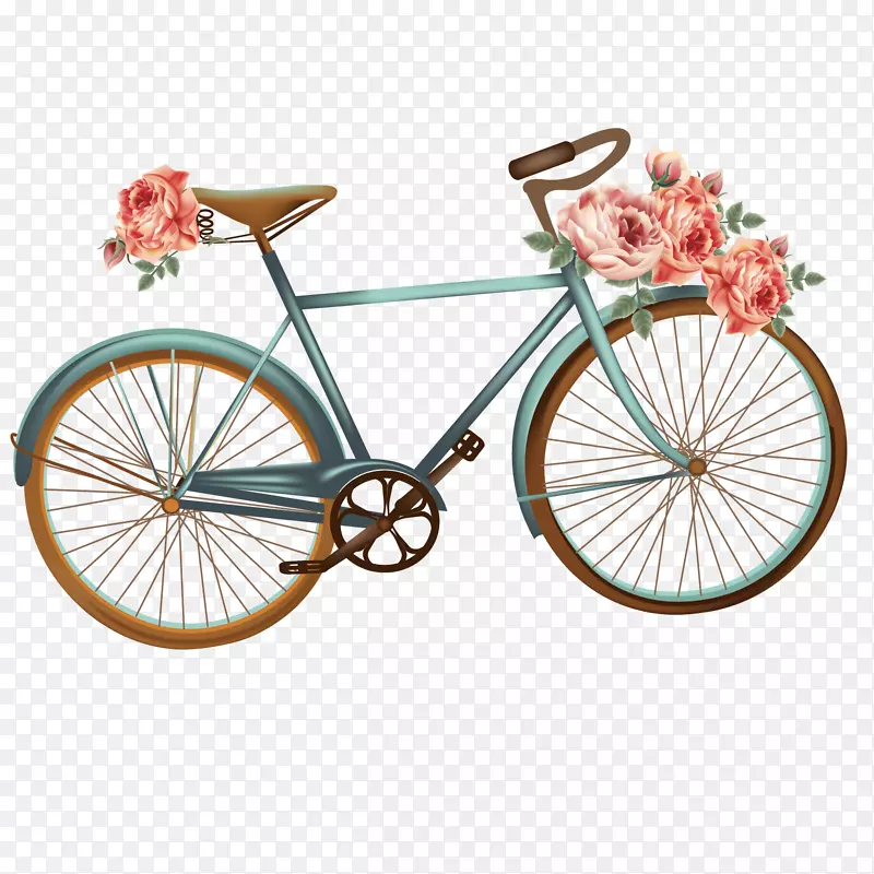 自行车花图-蓝色自行车
