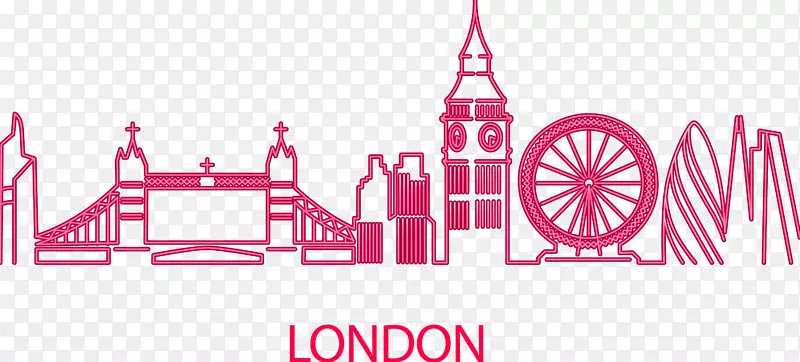 大本钟建筑剪贴画-伦敦城粉红艺术品