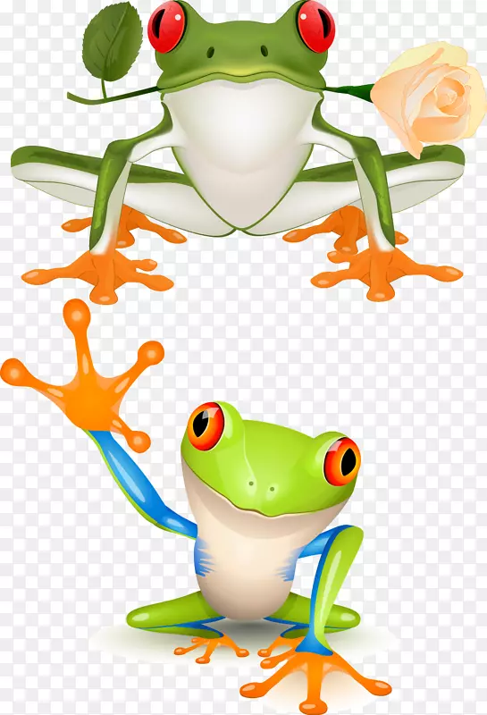 红眼树蛙剪贴画-卡通青蛙