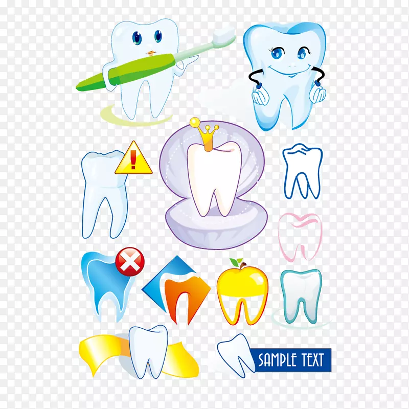 牙齿病理学卡通牙科-保护牙齿