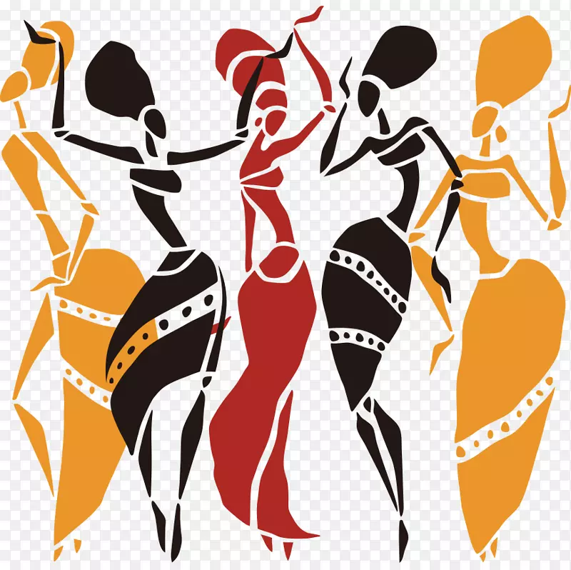 非洲舞蹈插图-非洲妇女