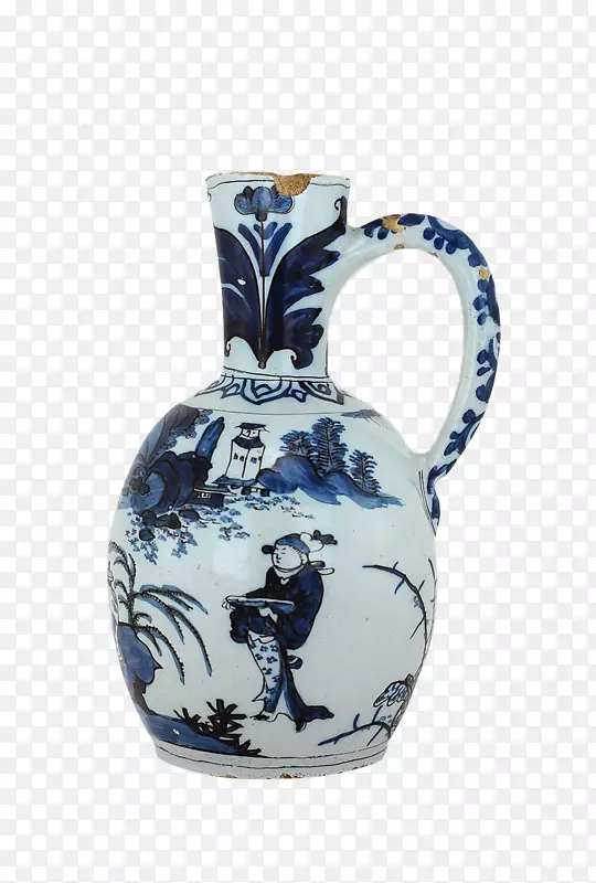 罐蓝白陶器花瓶陶罐-艺术品