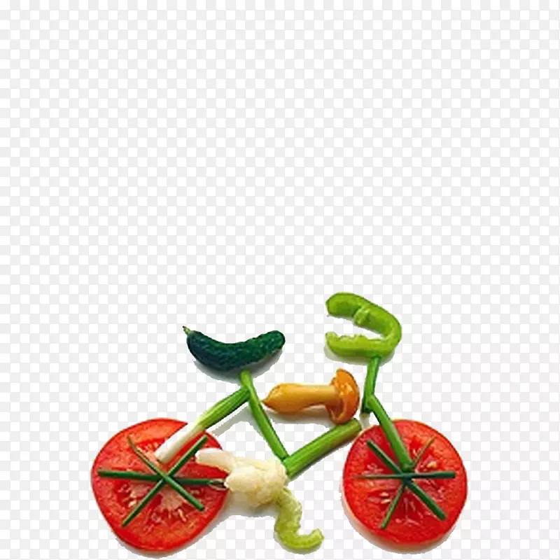 有机食品水果蔬菜艺术雕刻-创意自行车