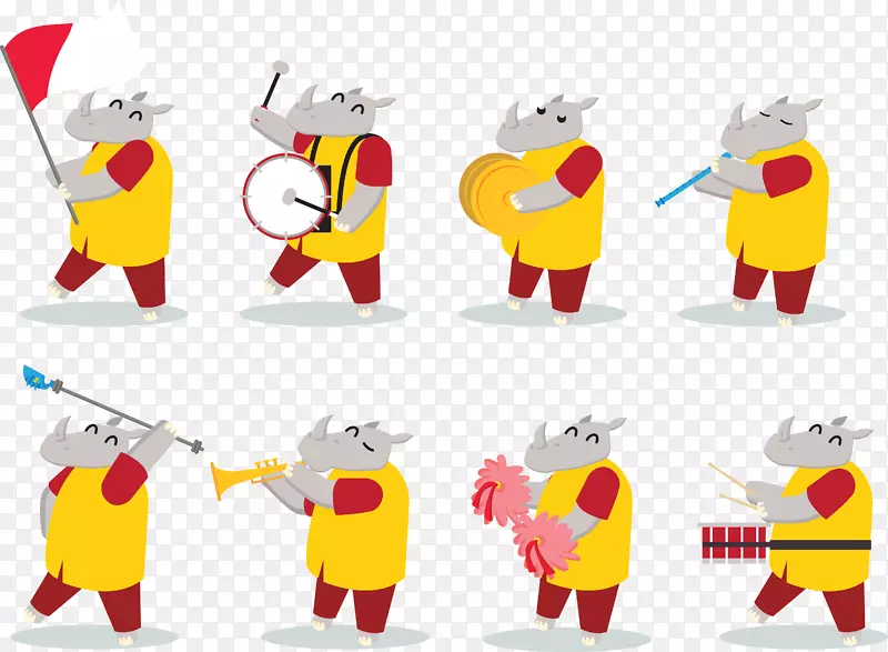 乐器合奏卡通插图动物乐队