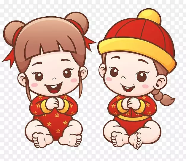 卡通版税-免费插图-2宝宝新年快乐