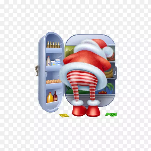圣诞老人圣诞图标-圣诞老人和冰箱