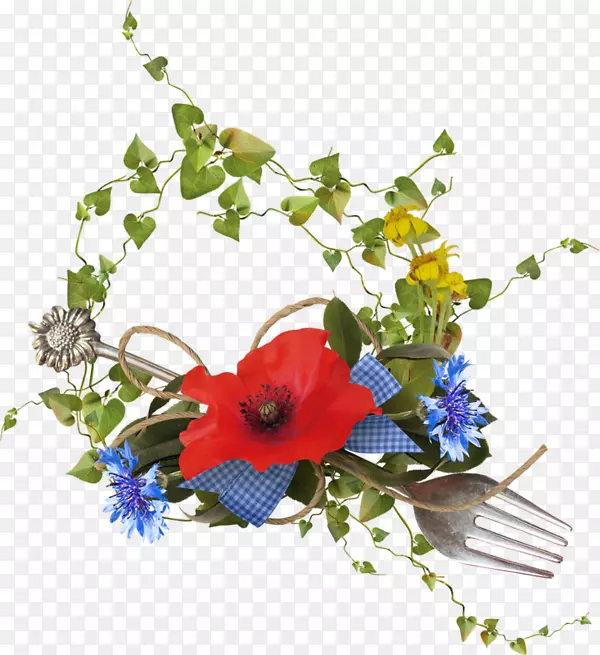 花卉设计-插花艺术-鲜花和叉子
