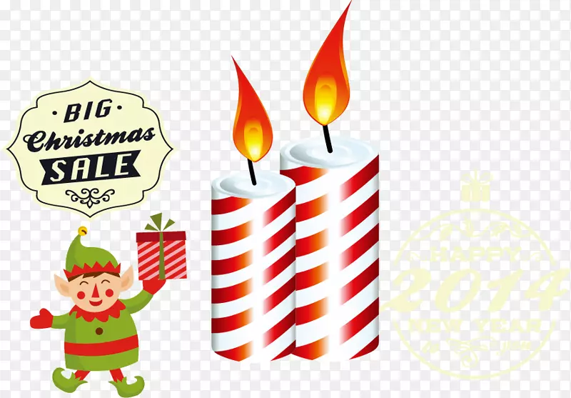 圣诞老人圣诞蜡烛-圣诞蜡烛PNG载体材料