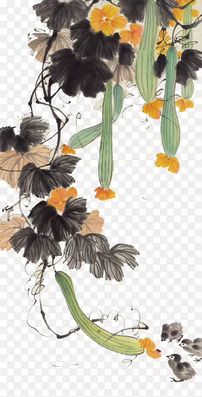 水彩画画艺术水彩画黄瓜古画