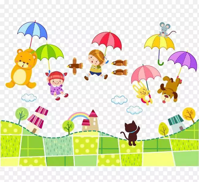 卡通儿童伞-彩色降落伞元件