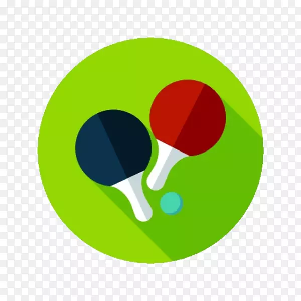 乒乓球球拍图标-绿色背景乒乓球球拍