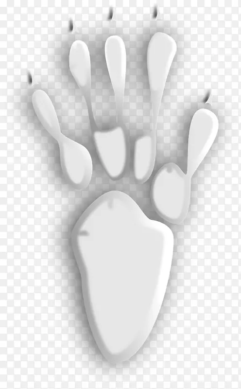 熊足迹动物轨迹剪贴画-白色锐利的动物脚印