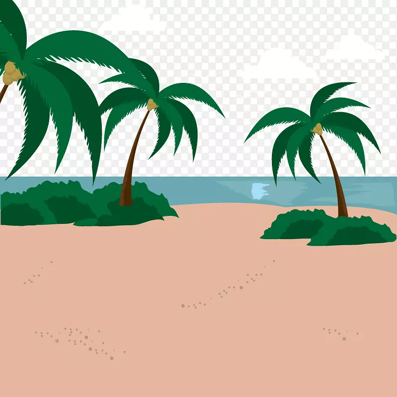 绘图插图-海滩岛