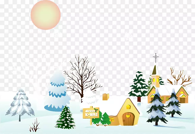 雪冬剪贴画-元素圣诞小镇