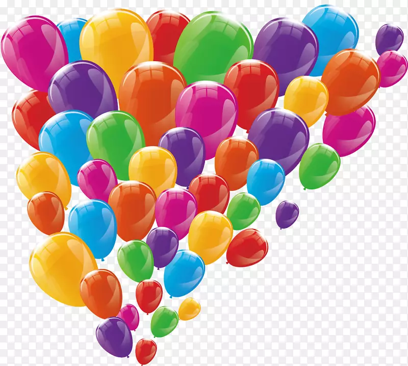 气球生日贺卡插图.彩色气球
