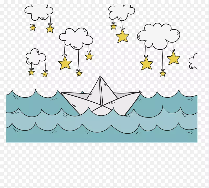 纸插图.海上帆船
